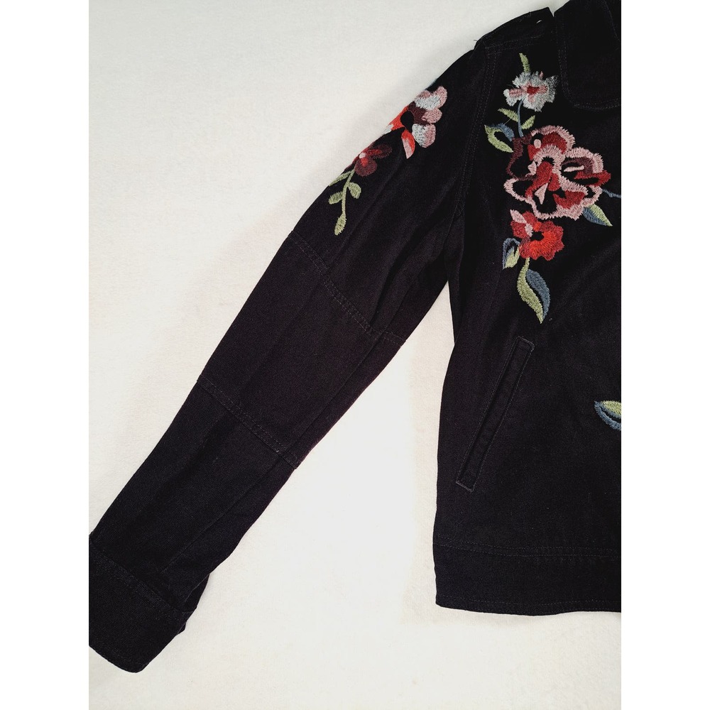 Kensie Jeans Women's Cotton Zipper Jacket Embroidered Flower Design Medium - Picture 2 of 10
